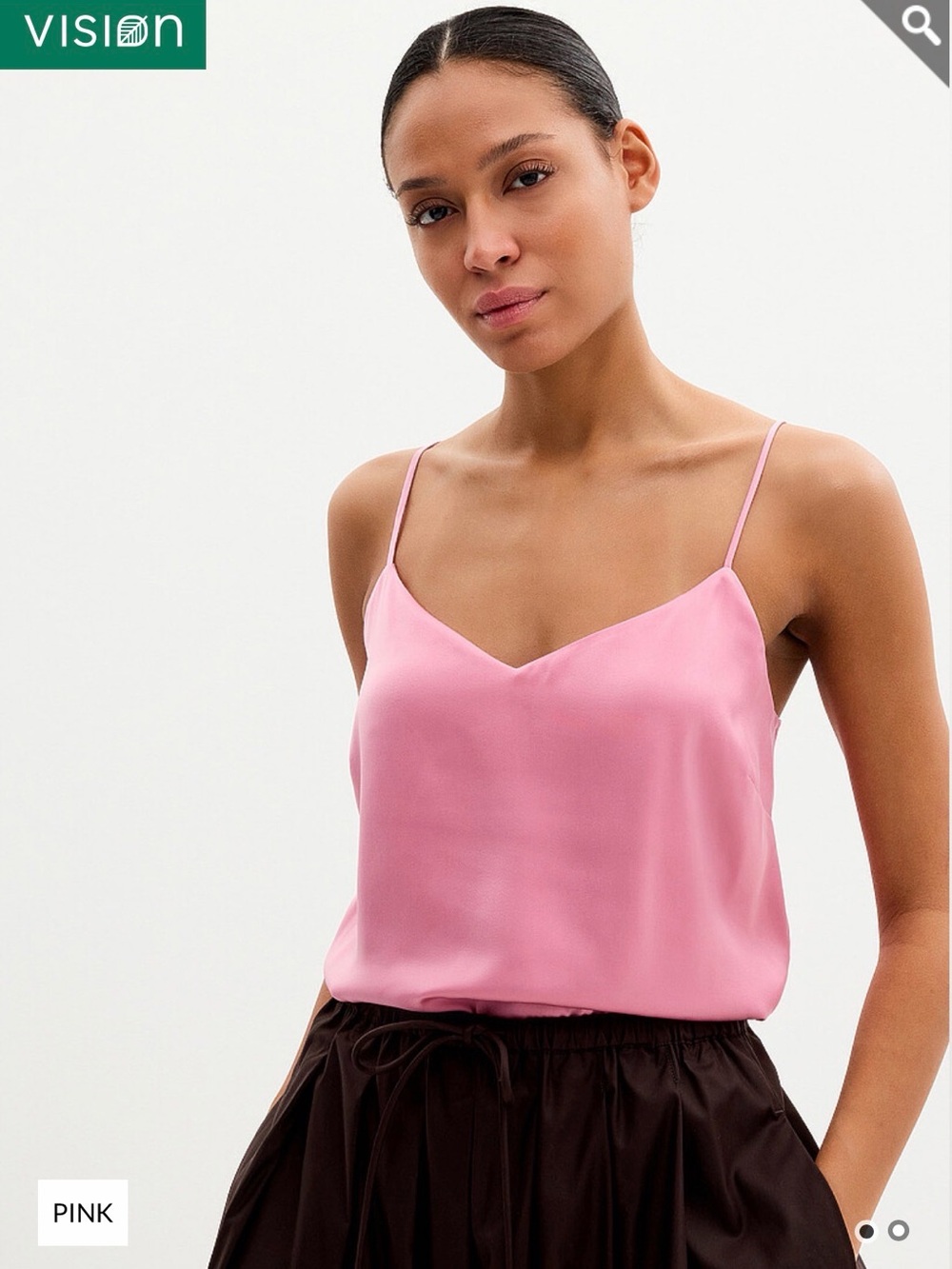 Pink Satin Spaghetti-Strap Camisole